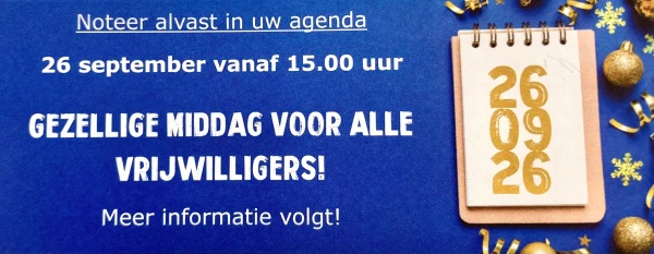 Vrijwilligersmiddag 26 september vanaf 15.00